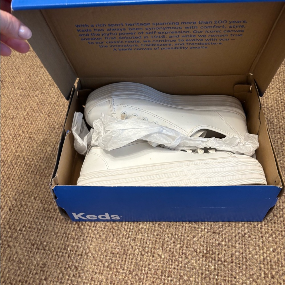 Keds Triple Up Leather Sneakers in White - Picture 3 of 9
